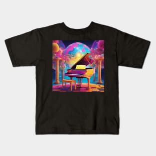 A Piano With A Colorful and Psychedelic Background Kids T-Shirt